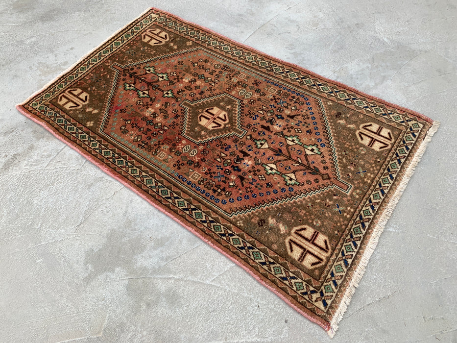 Handgeknoopt Perzisch wollen tapijt 120 x 74 cm Blush, Taupe & Ivoor Tribaal accentkleed - KBHM-1191