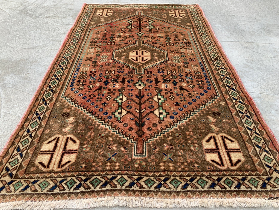 Handgeknoopt Perzisch wollen tapijt 120 x 74 cm Blush, Taupe & Ivoor Tribaal accentkleed - KBHM-1191