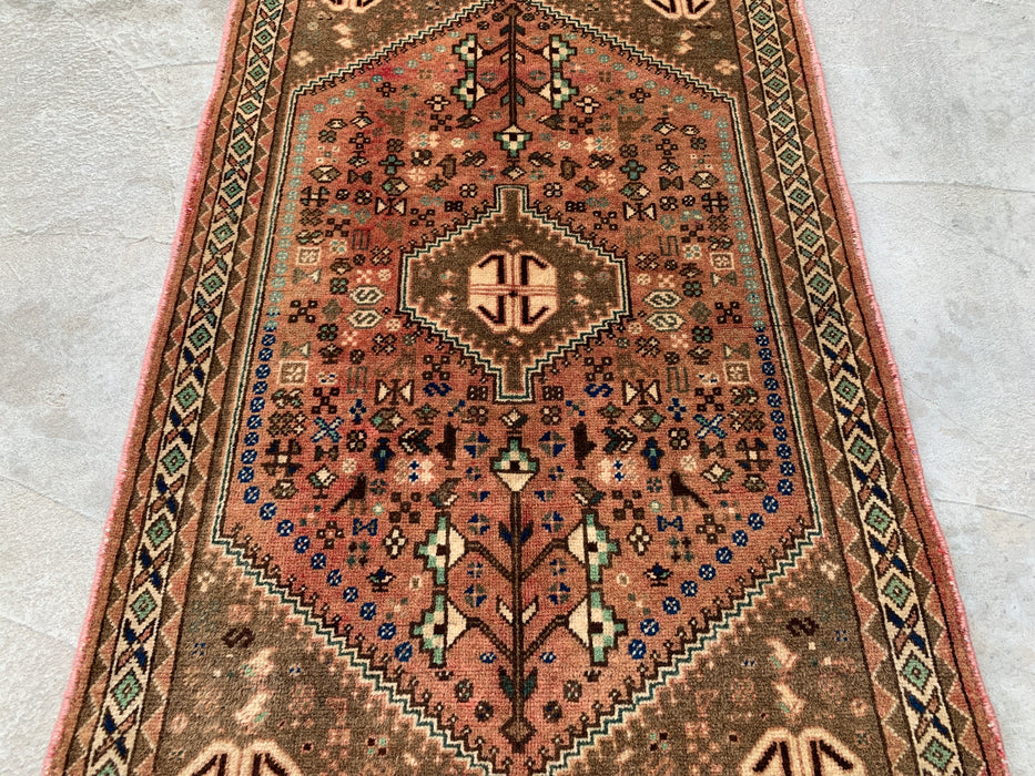 Handgeknoopt Perzisch wollen tapijt 120 x 74 cm Blush, Taupe & Ivoor Tribaal accentkleed - KBHM-1191