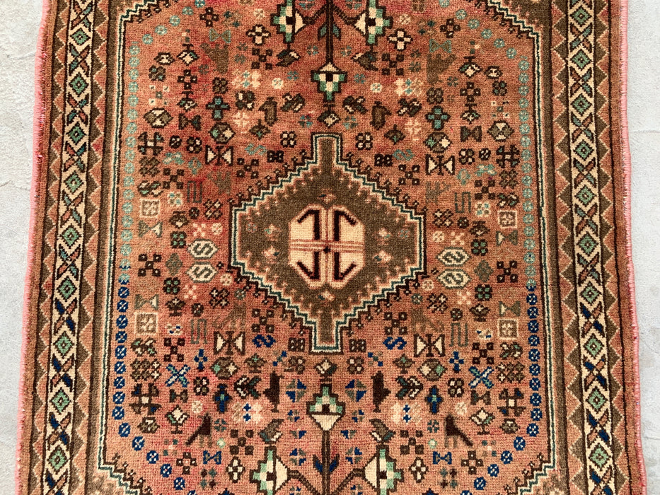 Handgeknoopt Perzisch wollen tapijt 120 x 74 cm Blush, Taupe & Ivoor Tribaal accentkleed - KBHM-1191