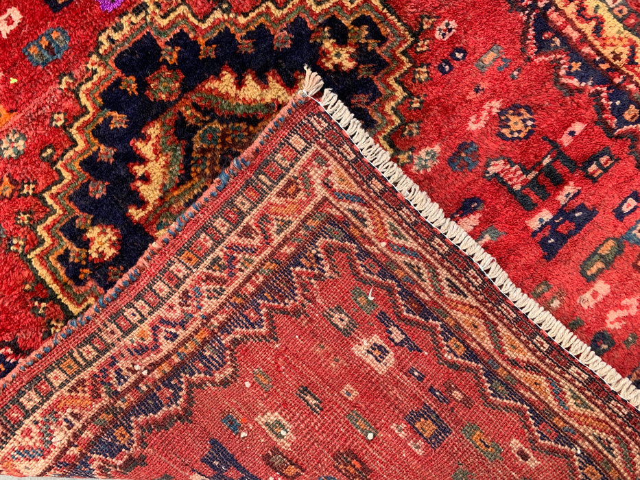 Handgeknoopt Perzisch wollen vloerkleed 117 x 84 cm Rood, Marineblauw & Ivoor Tribaal accentkleed - KBHM-1192