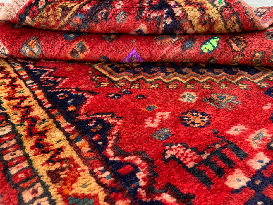 Handgeknoopt Perzisch wollen vloerkleed 117 x 84 cm Rood, Marineblauw & Ivoor Tribaal accentkleed - KBHM-1192