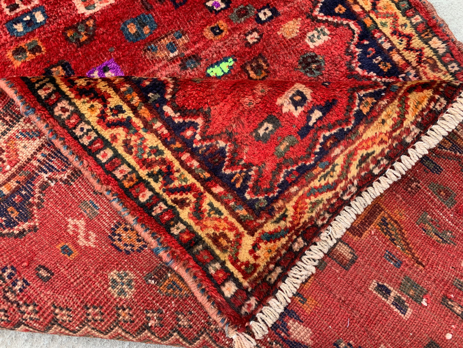 Handgeknoopt Perzisch wollen vloerkleed 117 x 84 cm Rood, Marineblauw & Ivoor Tribaal accentkleed - KBHM-1192