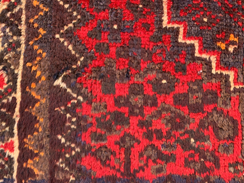 Handgeknoopt Perzisch wollen tapijt 4'2 x 2'6 Rood, bruin & ivoor tribaal accentkleed - KBHM-1193