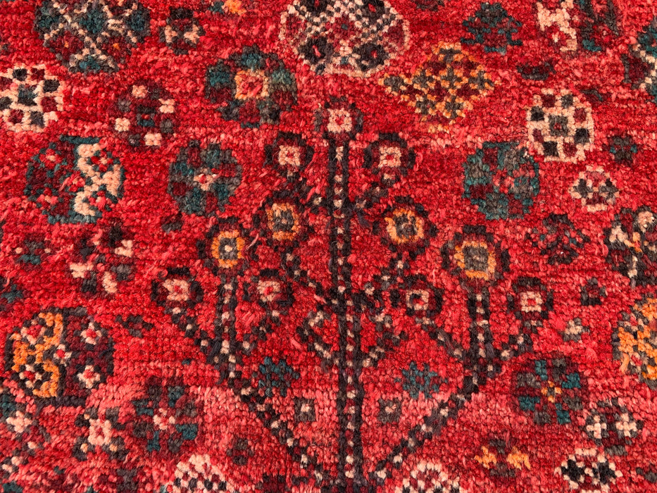 KBHM-1195 Handgeknoopt Perzisch wollen tapijt – 112 cm x 94 cm Rood, ivoor & marineblauw tribaal accentkleed