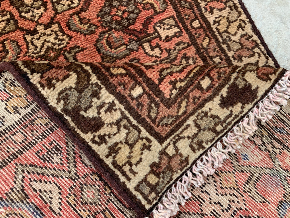 Handgeknoopt Perzisch wollen tapijt - 89 x 56 cm - Roze, bruin & ivoor | KBHM-1196