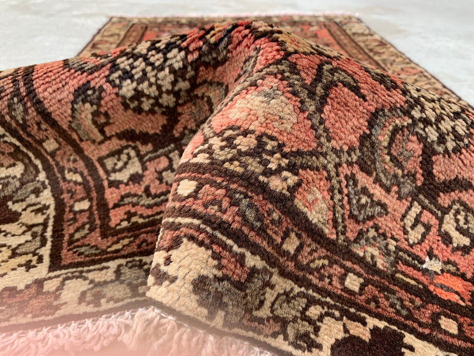 Handgeknoopt Perzisch wollen tapijt - 89 x 56 cm - Roze, bruin & ivoor | KBHM-1196