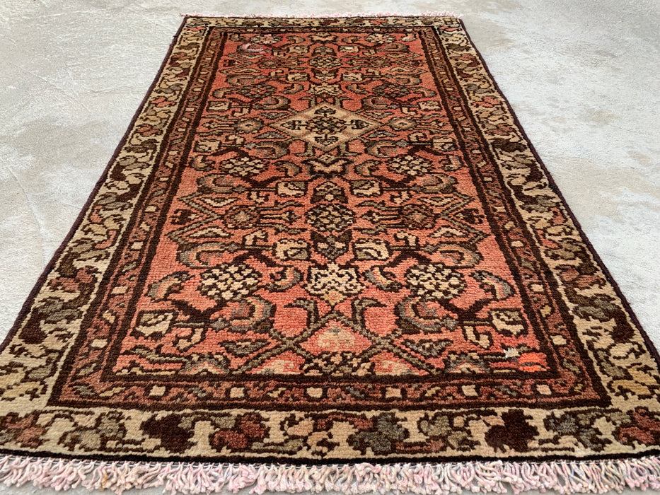 Handgeknoopt Perzisch wollen tapijt - 89 x 56 cm - Roze, bruin & ivoor | KBHM-1196