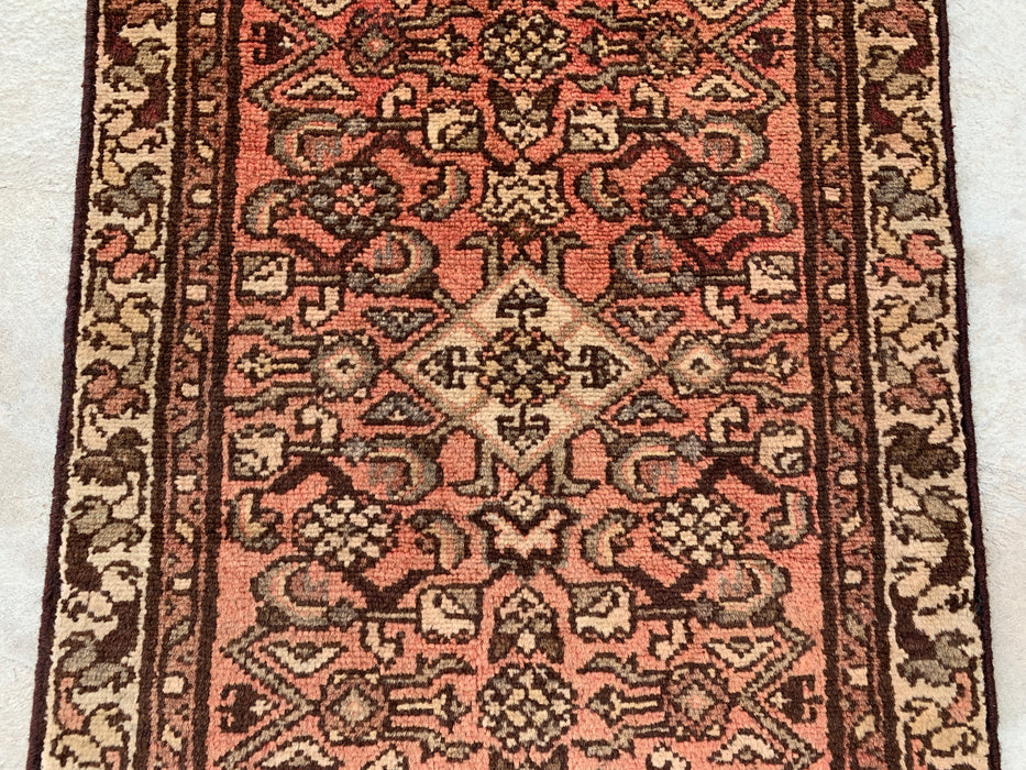 Handgeknoopt Perzisch wollen tapijt - 89 x 56 cm - Roze, bruin & ivoor | KBHM-1196