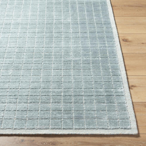 Carre handgemaakt vloerkleed — Denim / Lichtbeige | CCR-2303