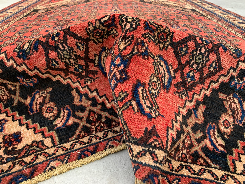 Handgemaakt Perzisch wollen vloerkleed 213x305 cm - Traditioneel Perzisch tapijt met medaillon in koraal, ivoor & marineblauw - Exacte afmeting 287 x 203 cm - KBHM-1200