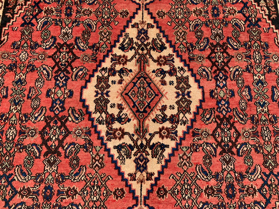 Handgemaakt Perzisch wollen vloerkleed 213x305 cm - Traditioneel Perzisch tapijt met medaillon in koraal, ivoor & marineblauw - Exacte afmeting 287 x 203 cm - KBHM-1200