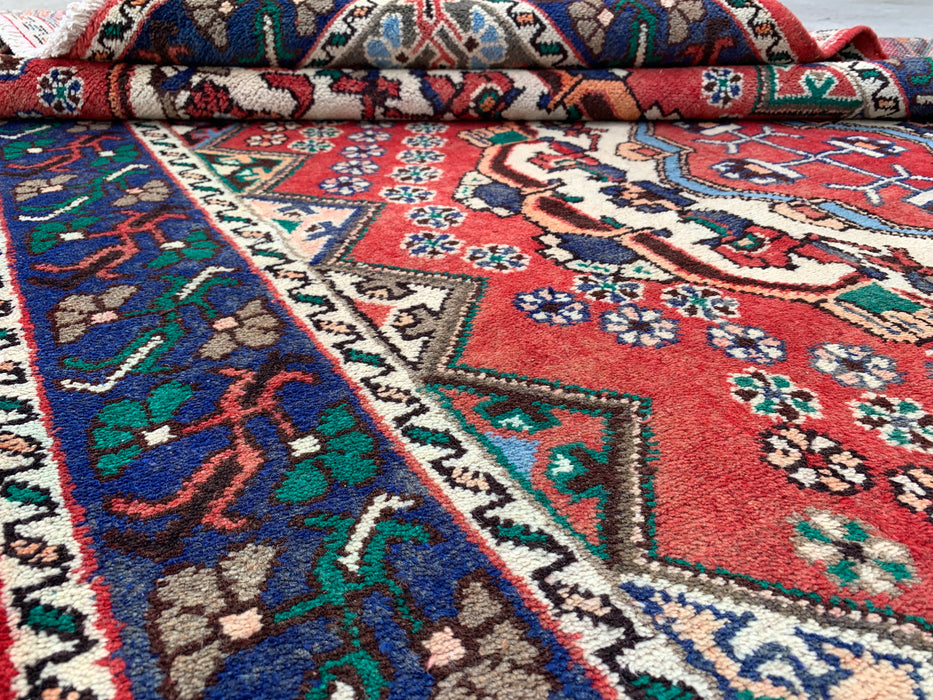 Handgeknoopt Perzisch wollen loperkleed 307 cm x 150 cm - Rood / Blauw - KBHM-1201