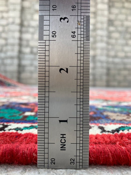 Handgeknoopt Perzisch wollen loperkleed 307 cm x 150 cm - Rood / Blauw - KBHM-1201