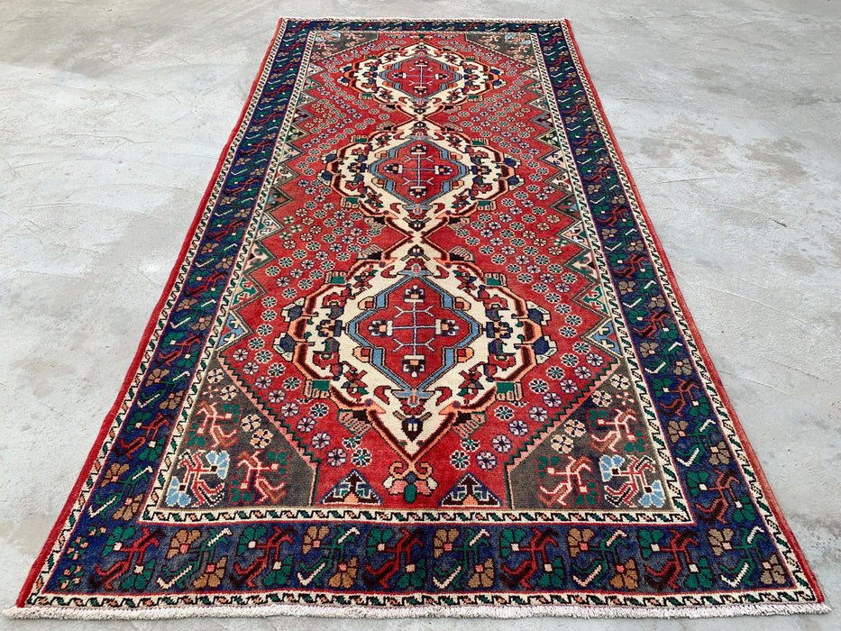 Handgeknoopt Perzisch wollen loperkleed 307 cm x 150 cm - Rood / Blauw - KBHM-1201