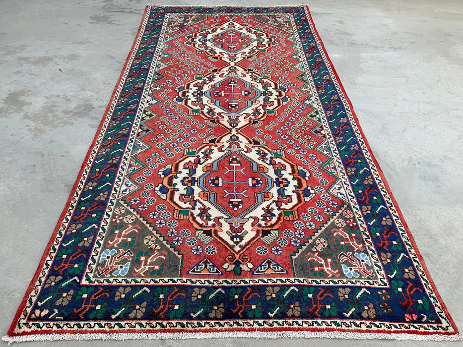 Handgeknoopt Perzisch wollen loperkleed 307 cm x 150 cm - Rood / Blauw - KBHM-1201