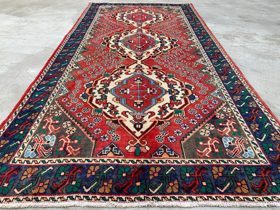 Handgeknoopt Perzisch wollen loperkleed 307 cm x 150 cm - Rood / Blauw - KBHM-1201