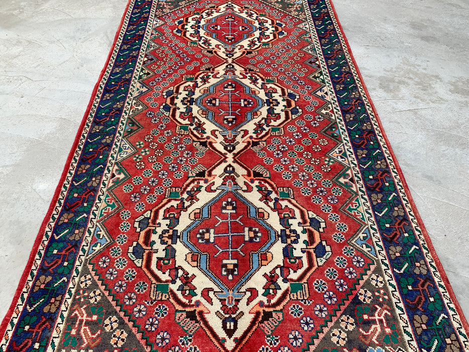 Handgeknoopt Perzisch wollen loperkleed 307 cm x 150 cm - Rood / Blauw - KBHM-1201