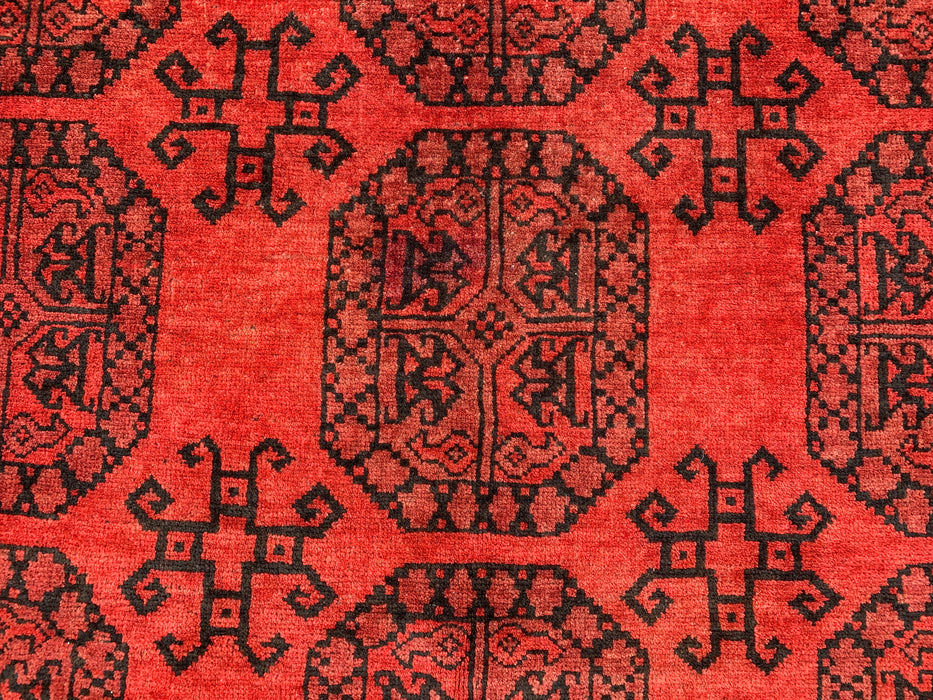 Handgemaakt Perzisch wollen vloerkleed 210x300 cm - Dieprood & zwart geometrisch kleed in Perzische stijl - Exacte afmetingen 292 cm x 206 cm - KBHM-1203