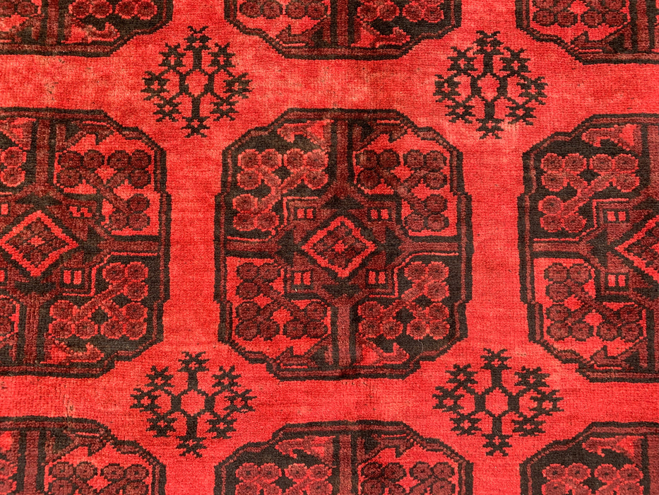 Handgemaakt Perzisch wollen vloerkleed 7x10 - Rood & Zwart geometrisch Perzisch stijl vloerkleed - Exacte maat 9'2" x 6'8" - KBHM-1204
