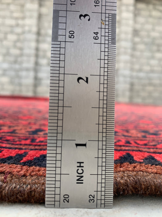 Handgemaakt Perzisch wollen vloerkleed 7x10 - Rood geometrisch Perzisch stijl vloerkleed - Exacte afmeting 9'2" x 6'8" - KBHM-1205