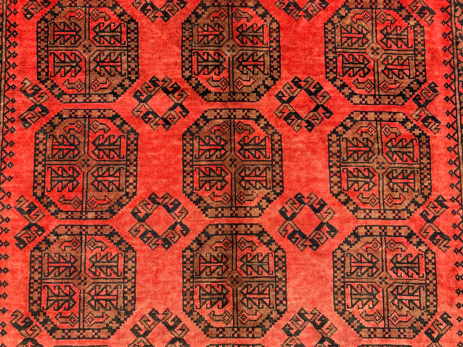 Handgemaakt Perzisch wollen vloerkleed 7x10 - Rood geometrisch Perzisch stijl vloerkleed - Exacte afmeting 9'2" x 6'8" - KBHM-1205