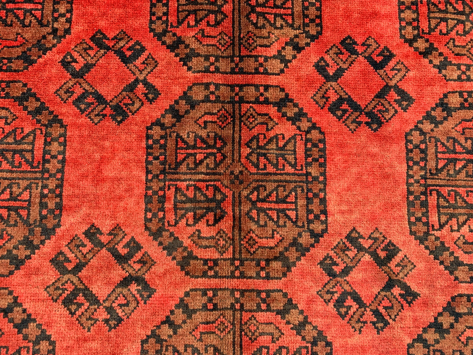 Handgemaakt Perzisch wollen vloerkleed 7x10 - Rood geometrisch Perzisch stijl vloerkleed - Exacte afmeting 9'2" x 6'8" - KBHM-1205