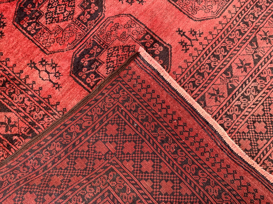 Handgemaakt Perzisch wollen vloerkleed 213x305 cm - Koraalrood geometrisch Perzisch stijl vloerkleed - Exacte afmeting 299,7 cm x 215,9 cm - KBHM-1207