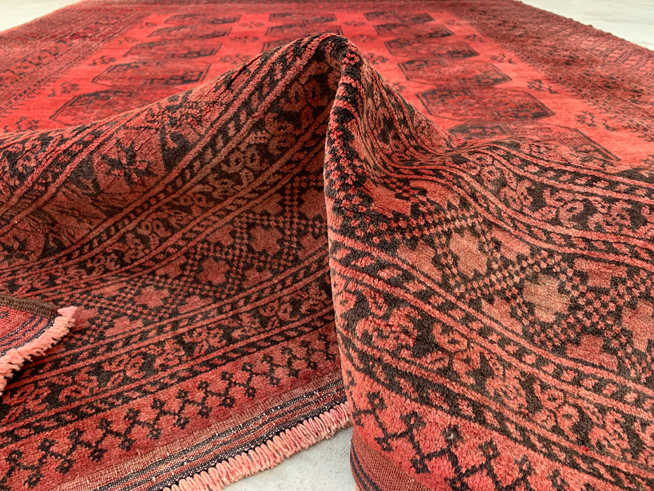 Handgemaakt Perzisch wollen vloerkleed 213x305 cm - Koraalrood geometrisch Perzisch stijl vloerkleed - Exacte afmeting 299,7 cm x 215,9 cm - KBHM-1207