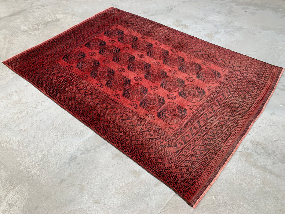 Handgemaakt Perzisch wollen vloerkleed 213x305 cm - Koraalrood geometrisch Perzisch stijl vloerkleed - Exacte afmeting 299,7 cm x 215,9 cm - KBHM-1207