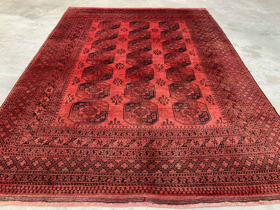 Handgemaakt Perzisch wollen vloerkleed 213x305 cm - Koraalrood geometrisch Perzisch stijl vloerkleed - Exacte afmeting 299,7 cm x 215,9 cm - KBHM-1207