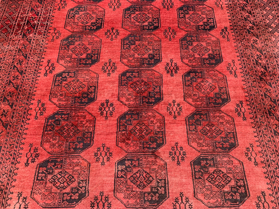 Handgemaakt Perzisch wollen vloerkleed 213x305 cm - Koraalrood geometrisch Perzisch stijl vloerkleed - Exacte afmeting 299,7 cm x 215,9 cm - KBHM-1207