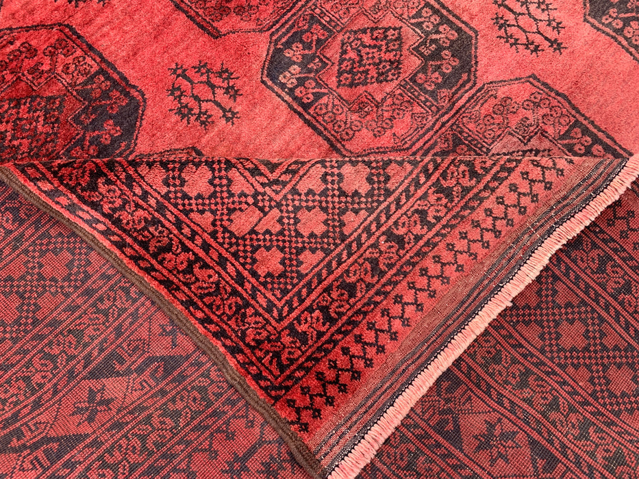 Handgemaakt Perzisch wollen vloerkleed 213x305 cm - Koraalrood geometrisch Perzisch stijl vloerkleed - Exacte afmeting 299,7 cm x 215,9 cm - KBHM-1207