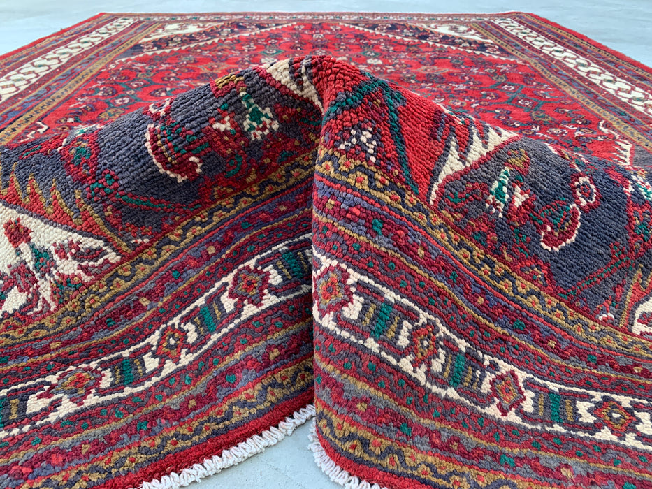 Handgeknoopt Perzisch wollen tapijt 284 x 221 cm rood geometrisch medaillon tapijt - kbhm-1208