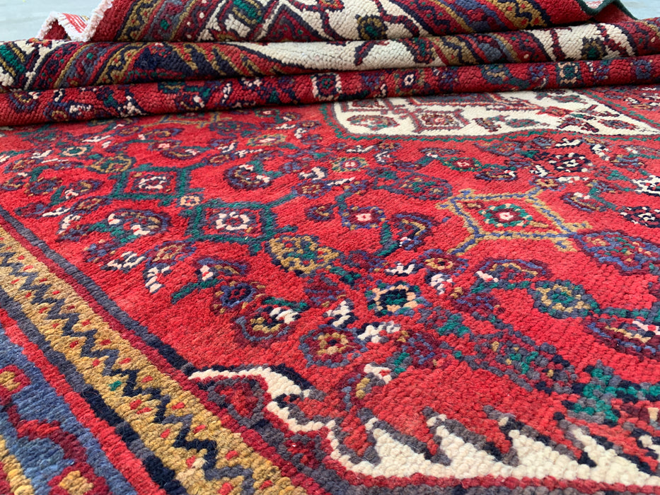 Handgeknoopt Perzisch wollen tapijt 284 x 221 cm rood geometrisch medaillon tapijt - kbhm-1208