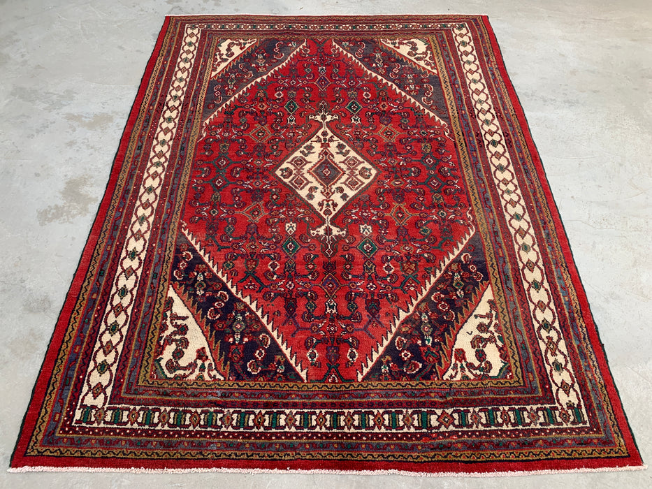 Handgeknoopt Perzisch wollen tapijt 284 x 221 cm rood geometrisch medaillon tapijt - kbhm-1208