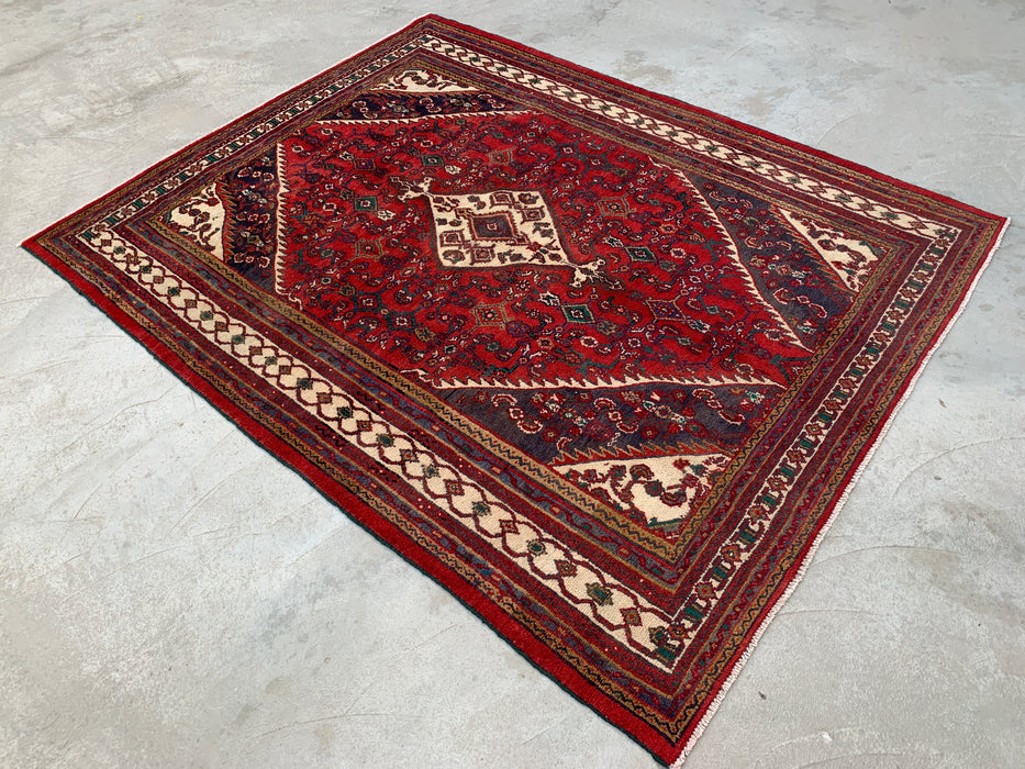 Handgeknoopt Perzisch wollen tapijt 284 x 221 cm rood geometrisch medaillon tapijt - kbhm-1208