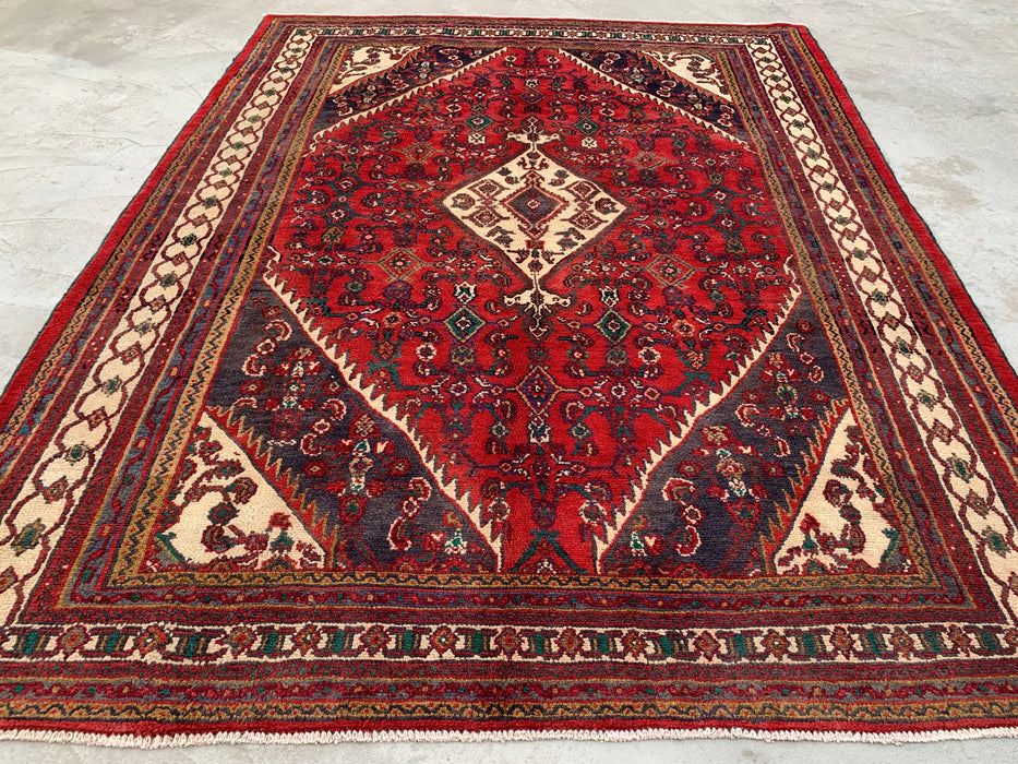 Handgeknoopt Perzisch wollen tapijt 284 x 221 cm rood geometrisch medaillon tapijt - kbhm-1208