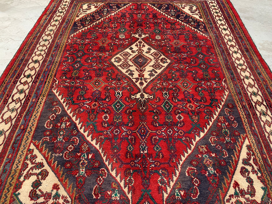 Handgeknoopt Perzisch wollen tapijt 284 x 221 cm rood geometrisch medaillon tapijt - kbhm-1208