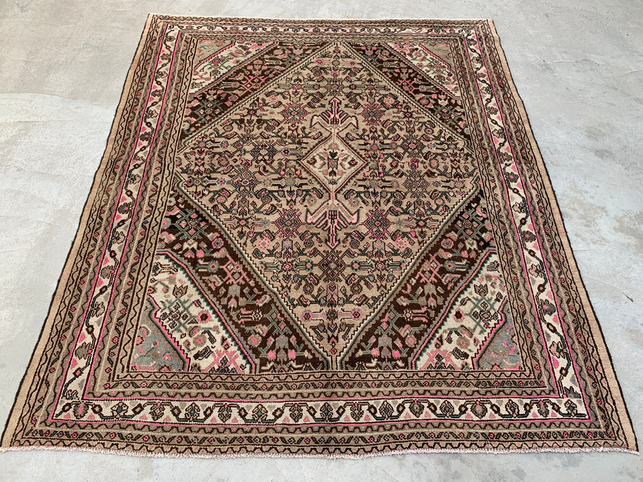 KBHM-1209 Handgeknoopt Perzisch wollen tapijt – 307 cm x 262 cm – Beige, bruin & zachtroze