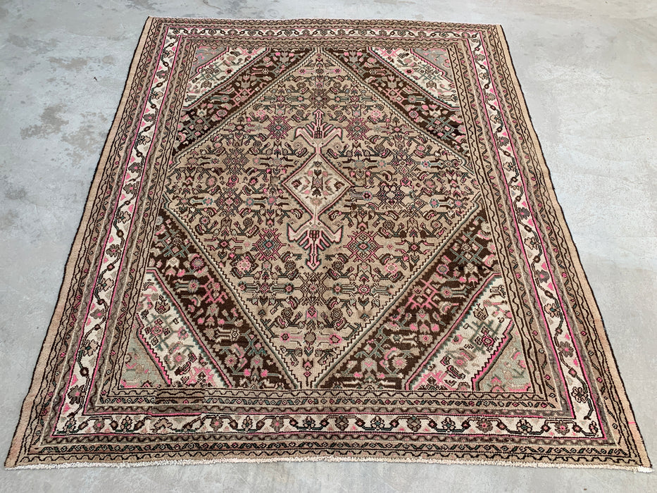 KBHM-1209 Handgeknoopt Perzisch wollen tapijt – 307 cm x 262 cm – Beige, bruin & zachtroze