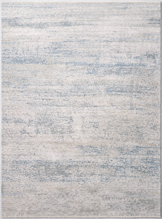 8'x10' Vloerkleed van wol en zijde in eigentijdse stijl - Ivoor/Blauw (Machinaal geweven)