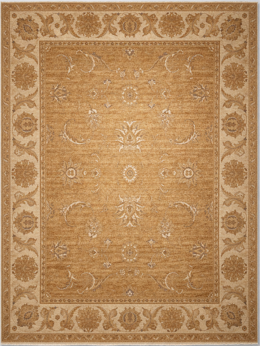 8'x10' Vloerkleed van bamboezijde, overgangsstijl - Goud/Beige (machinaal geweven)