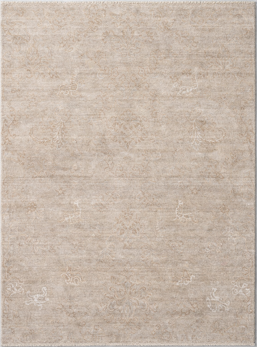 8'x10' wollen overgangsstijl karpet - bruin/beige (machinaal geweven)