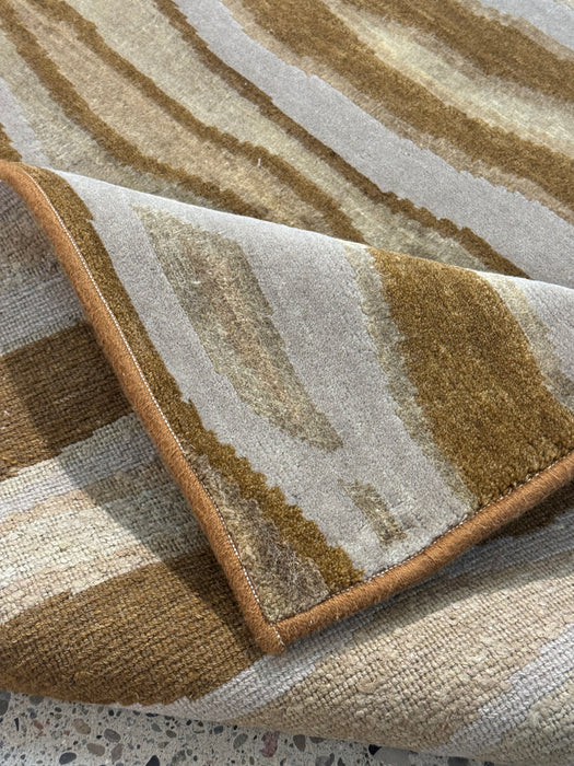 4'x6' Handgeknoopt Nepalees wollen vloerkleed - Bruin/Beige