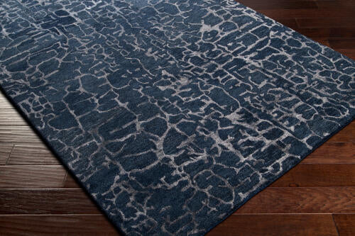 Banshee handgemaakt vloerkleed van wol & viscose — Donkerblauw | BAN-3306 - construction