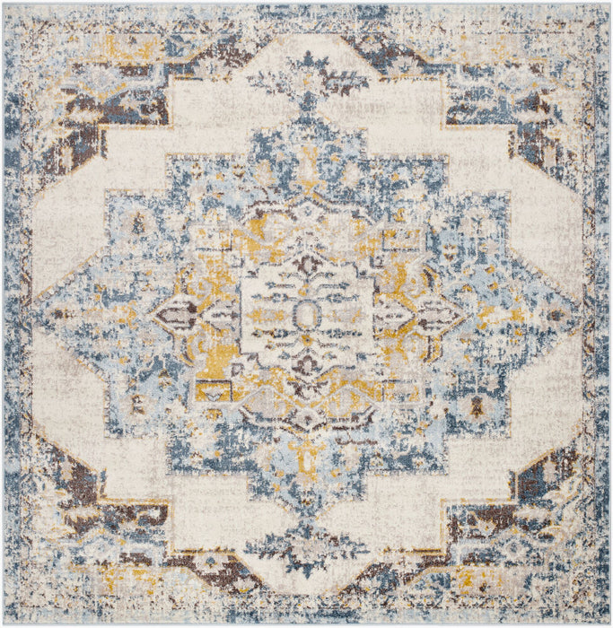 Ankara Machinaal Geweven Vloerkleed — Ivoor / Blauw | AKR-2309