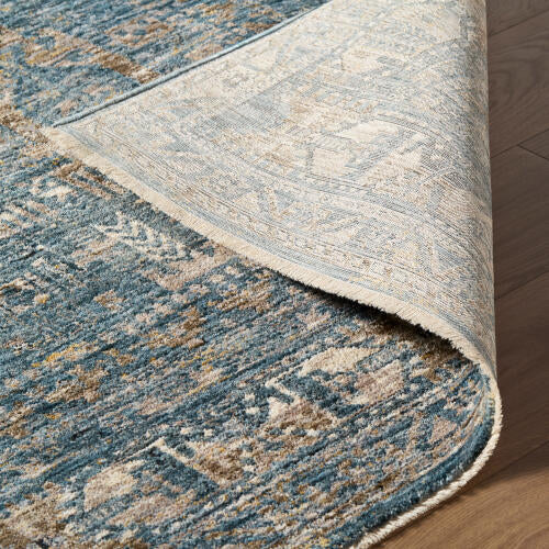 Livabliss Mirabel machinaal geweven vloerkleed — Denim / Camel | MBE-2301