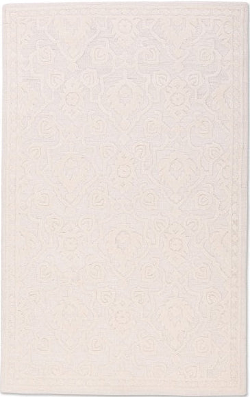 Soft Ivory Tone-on-Tone Wool Rug – Hand Made