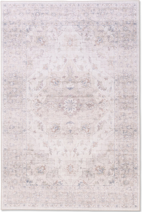 Premium Wasbaar Antislip Vloerkleed – Dusty Blue Medallion (Machinewasbaar)